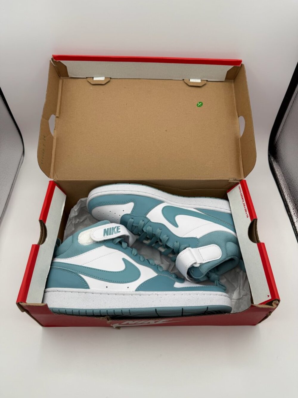 Nike Court Borough Mid 2 (GS) Kids Sneaker US 7Y White/Denim Turq Mid Top